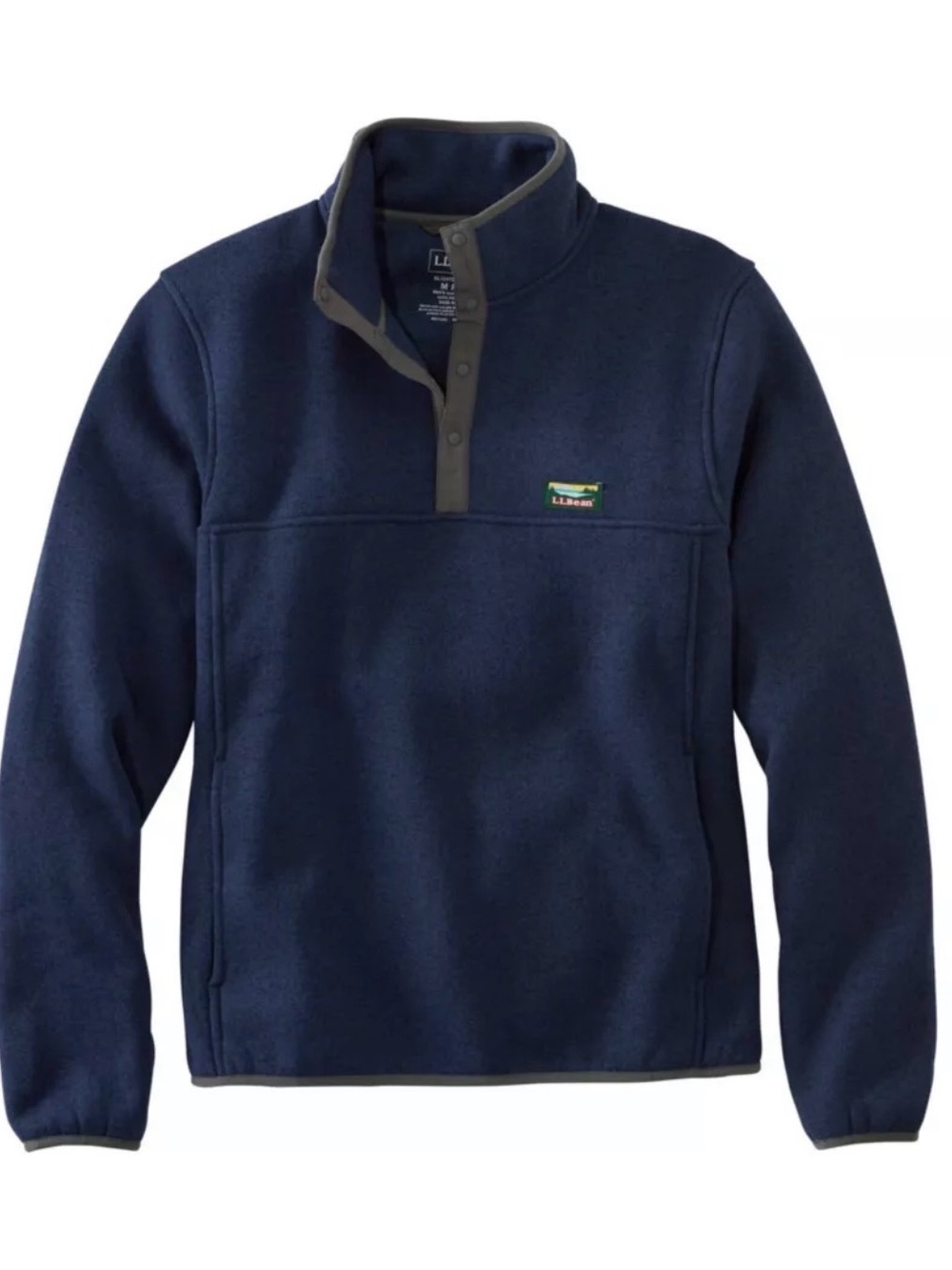 L.L. Bean Men’s Navy Quarter-zip snap Sweater Fleece Pullover, size XL